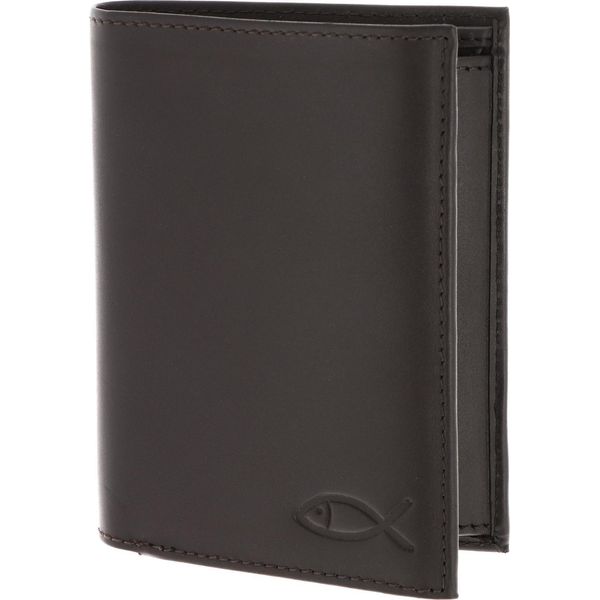 Oxmox Pelle Portafoglio Leather Rfid Protect KombiböRse Freedom Fish Embossed Brown Marrone Scuro-image