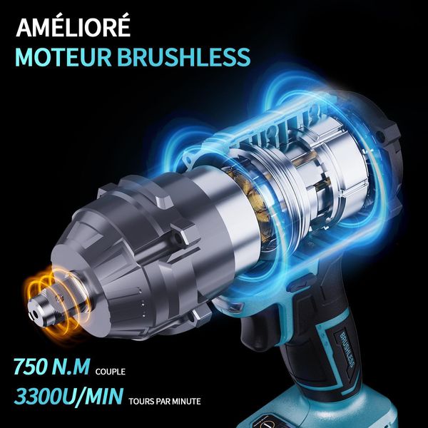 Avvitatore Elettrico A Impulsi Con Batteria Da 4 Ah 21 V, Avvitatore Elettrico A Impulsi Da 1/2" Con 4 Prese A Impulsi"-image