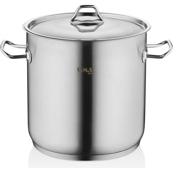 Oms-Pentola Profonda Con Coperchio, Acciaio Inox 18/10, 18X18 Cm, 4,5 L, Argento-image