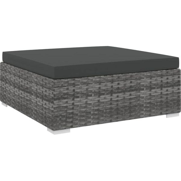 The Living Store Sgabello Modulare 1 Pezzo + Cuscini In Rattan Grigio-image
