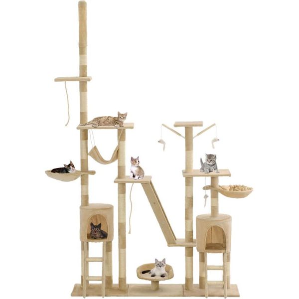 Vidaxl Tiragraffi Per Gatti Con Tiragraffi In Sisal 230 - 250 Cm Beige-image