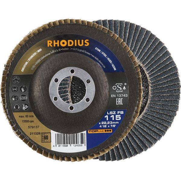 Rhodius 211328 Flap Disc Diameter 115 Mm Bore Diameter 22.23 Mm Stainless Steel, Steel 1 Pc(S)-image