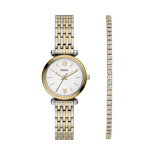 Quarzuhr Fossil "Carlie", Gelbgoldfarben, Silberfarben, Armbanduhren, Damen, Quarzuhr, Armbanduhr, Damenuhr, Edelstahlarmband, Ideal Auch Als Geschenk-image