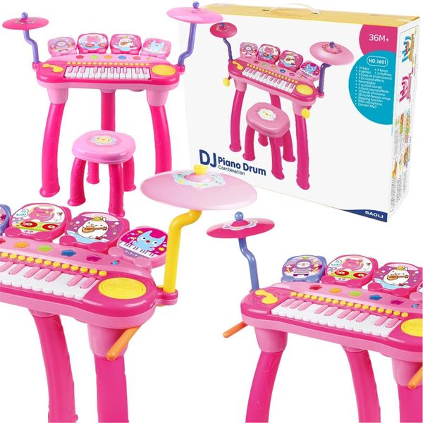 Tamburi Organo Per Bambini Effetti Sonori E Luminosi Microfono-image