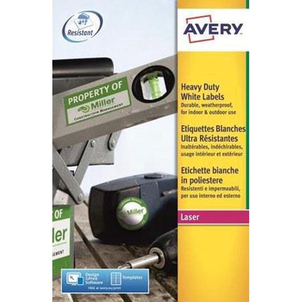 Avery Etichette Laser Per Uso Intensivo - Etichette In Poliestere - Bianco - 63,5 X 38,1 Mm 420 Etichette (20 Fogli X 21) (L7060-20.FR)-image