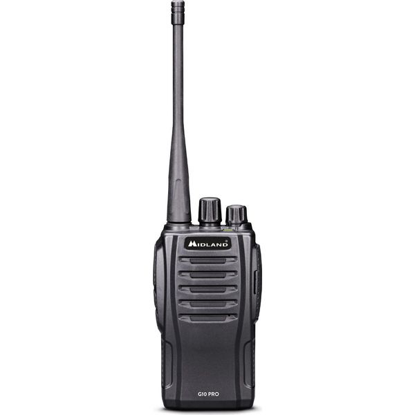 Midland G10 Pro Radio Ricetrasmittente Walkie Talkie Professionale Senza Licenza - 32 Canali PMR446, Fino A 10 Km Di Portata, 16H Di Autonomia Con Pacco Batterie Ricaricabile Litio 1200 Mah, Nero Per I Professionisti Del Retail, Ristoranti O Hotellerie.-image