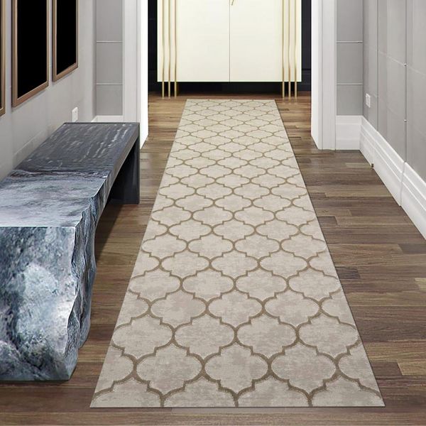 Tappeto Da Camera Con Motivo Marocchino In Beige Dimensioni - 80 X 300 Cm-image