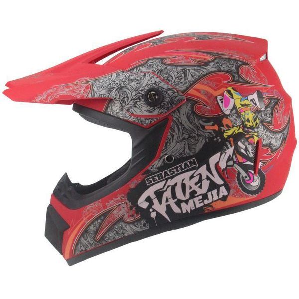 Casco Da Cross Casco Da Bambino Casco Da Moto Motocross Mejia Rosso Opaco Quad Taglia L-image