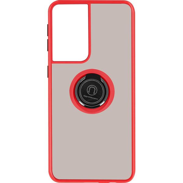Avizar, Custodia Per Galaxy S21 Ultra Anello Magnetico Finitura Opaca, Rosso-image