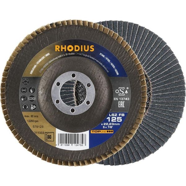 Rhodius 211333 Flap Disc Diameter 125 Mm Bore Diameter 22.23 Mm Stainless Steel, Steel 1 Pc(S)-image
