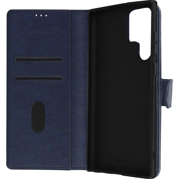Avizar, Custodia Galaxy S22 Ultra Chesterfield In Pelle Fiore Con Supporto, Blu Scuro-image