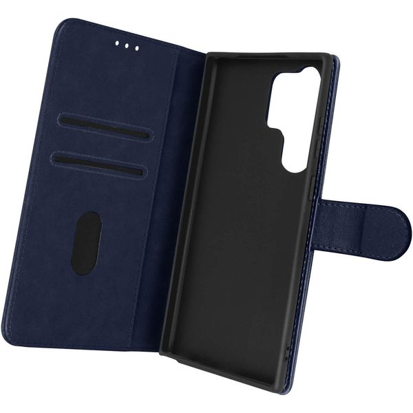 Avizar, Custodia Galaxy S23 Ultra Chesterfield In Pelle Fiore Con Supporto, Blu Scuro-image