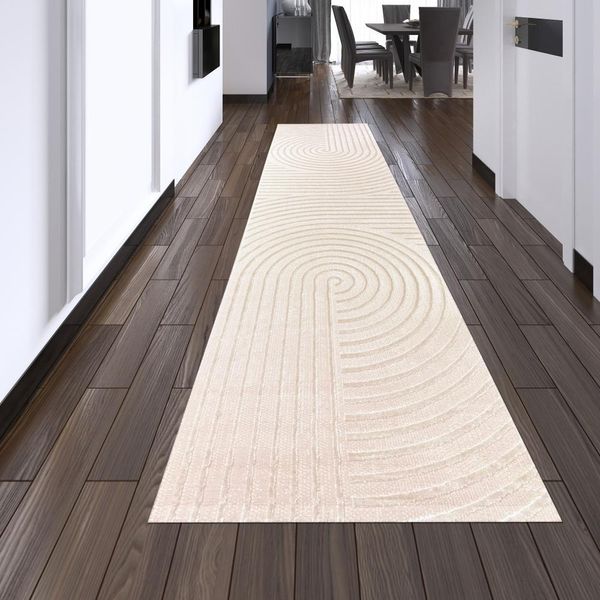 Tappeto Moderno Con Motivo A Fiocco In Beige Dimensioni - 80 X 300 Cm-image