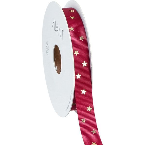 Nastro Decorativo Festivo Rosso Scuro Con Stelle Dorate 15 Mm X 20 M Nastro Decorativo Natalizio Per Regali-image