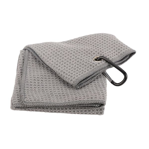 Asciugamano Da Golf In Microfibra Con Motivo Waffle, Asciugamano Fitness Assorbi Sudore Con Moschettone Per Sport E Fitness, Grigio-image