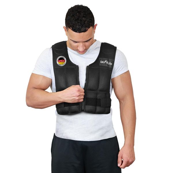 Dh Fitlife Giubbotto Zavorrato Regolabile 10 Kg Per Allenamento Crossfit, Corsa, Calisthenics, Gilet Pesi Con Zip Per Donna E Uomo-image
