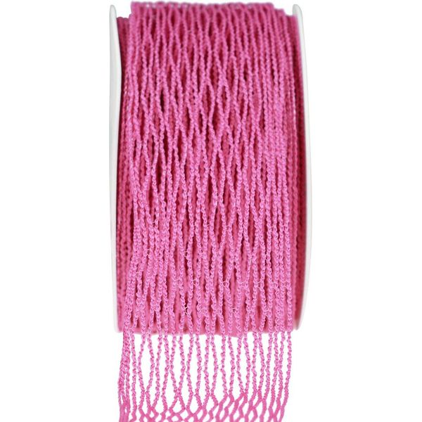 Nastro A Rete Nastro Decorativo Rosa Rinforzato Con Filo Metallico 50 Mm X 10 M-image