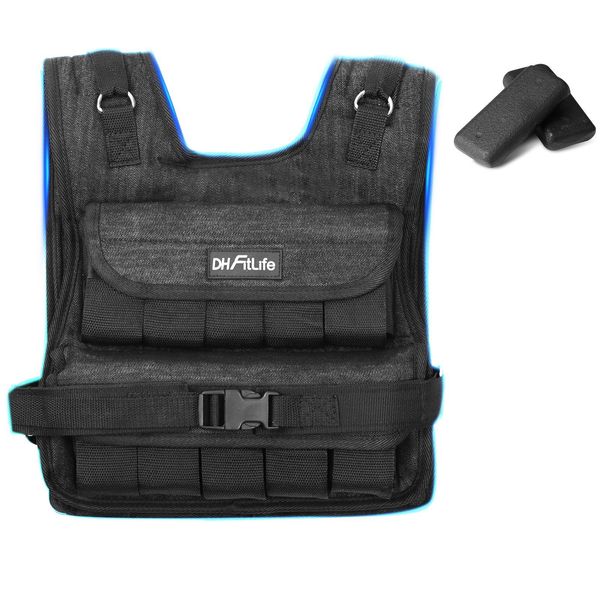 Dh Fitlife Giubbotto Zavorrato Regolabile 20 Kg Per Allenamento Della Forza E Sviluppo Muscolare | Gilet Zavorrato Da Corsa E Fitness Per Donna E Uomo-image