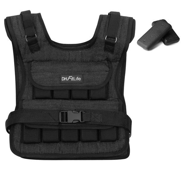 Dh Fitlife Giubbotto Zavorrato Regolabile 10 Kg Per Allenamento Della Forza E Sviluppo Muscolare | Gilet Zavorrato Da Corsa E Fitness Per Donna E Uomo-image