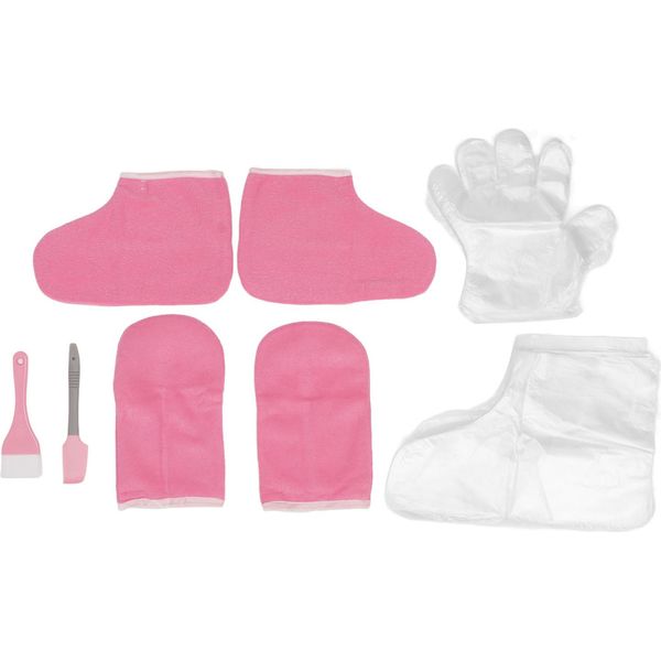 Inserti In Cera Per Mani E Piedi, Flanella Rosa Alla Paraffina, Guanti Usa E Getta, Set Di Guanti-image