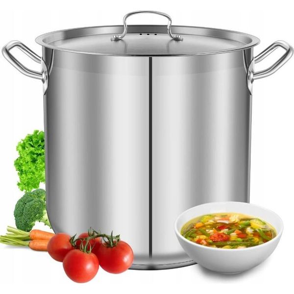 Pentola Per Zuppa Nutrichef 38L, Pentola Di Cottura Grande, Pentola Per Induzione, 52Cm- Pentola In Acciaio Inox Con Coperchio, Pentola Di Cottura- - Per Stufati E Zuppe, Pentola Di Grande Capacità, Gemma-image