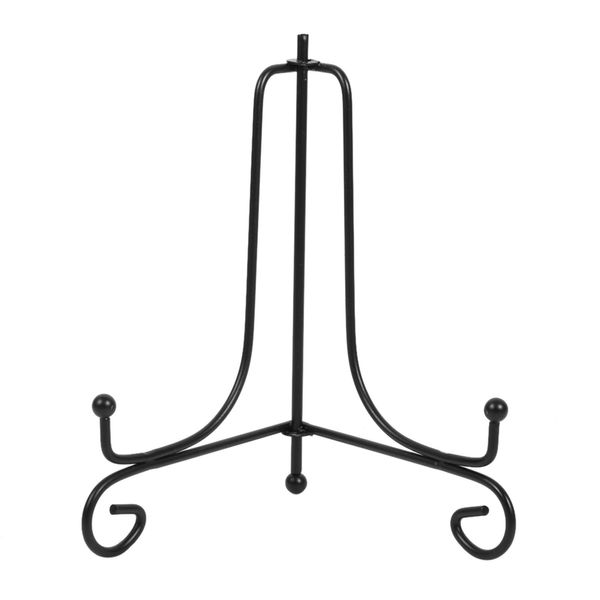 1 Pezzo 15,2 Cm Cavalletto In Ferro Grande, Classico Cavalletto Da Esposizione, Ciotola, Piatto, Cornice Per Foto, Libro, Opera D'arte, Nero-image