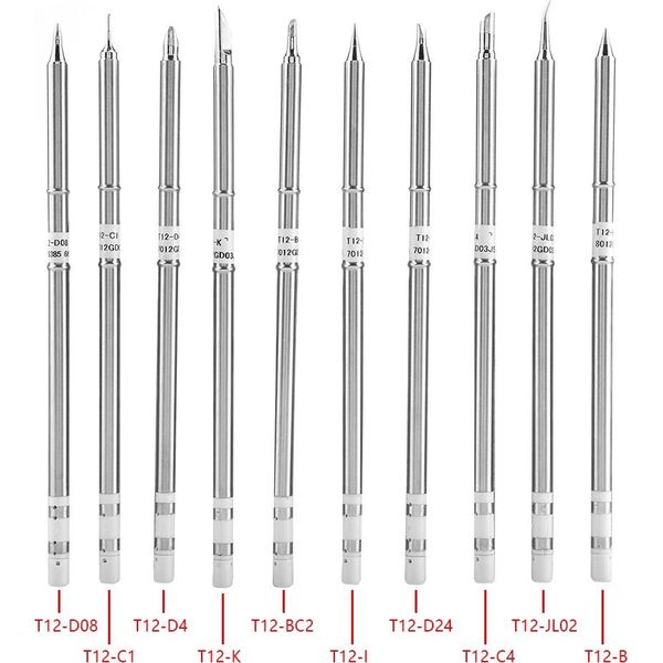 10 Pezzi Punte Per Saldatore Serie T12 Ricambio Per Saldatore Per Stazione Di Rilavorazione FX-951-image