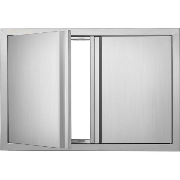 Porta Di Accesso Al Barbecue, 710 X 482 Mm, Doppia Porta Per Cucina Esterna, Porta In Acciaio Inox A Incasso, Porta Verticale A Parete Con Maniglie A Scomparsa, Per Isola Barbecue, Stazione Barbecue, Mobile Esterno-image