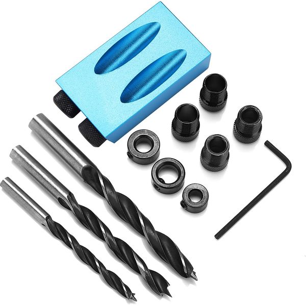 Guida Di Foratura In Lega Di Alluminio, Set Di Foratura Per Tasche, Set Di Guide Angolari Per La Lavorazione Del Legno, Calibro Per Viti, Tasselli, Set Per Falegnameria, Strumento Di Localizzazione Del Posizionamento, Per Falegnameria Portatile Per La Lavorazione Del Legno-image