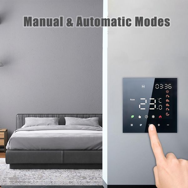 Termostato Intelligente 16A Lcd Programmabile Digitale - Touchscreen - Regolatore Di Temperatura Del Riscaldamento A Pavimento Intelligente A Parete Per Sistemi Di Riscaldamento Elettrico-image