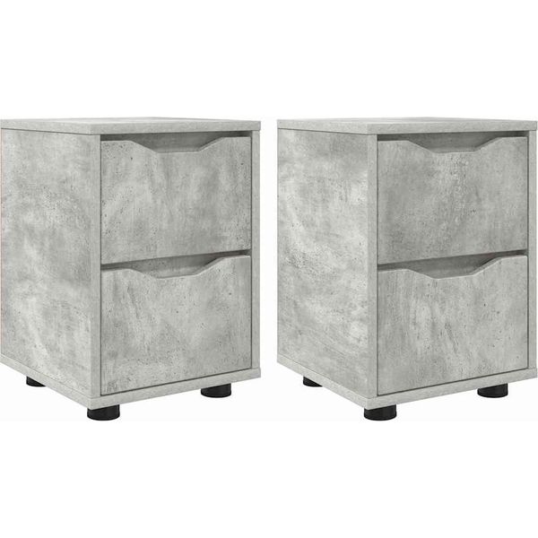 Syfax™ Comodini Con Cassetto 2 Pcs Grigio Cemento 30,5 X 30 X 43 Cm-image