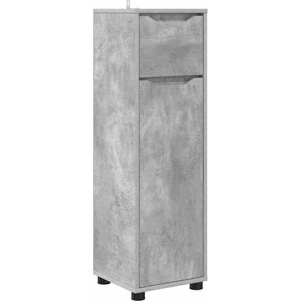 Vidaxl Mobile Da Bagno Grigio Cemento 30,5 X 30 X 101 Cm Materiale A Base Di Legno-image
