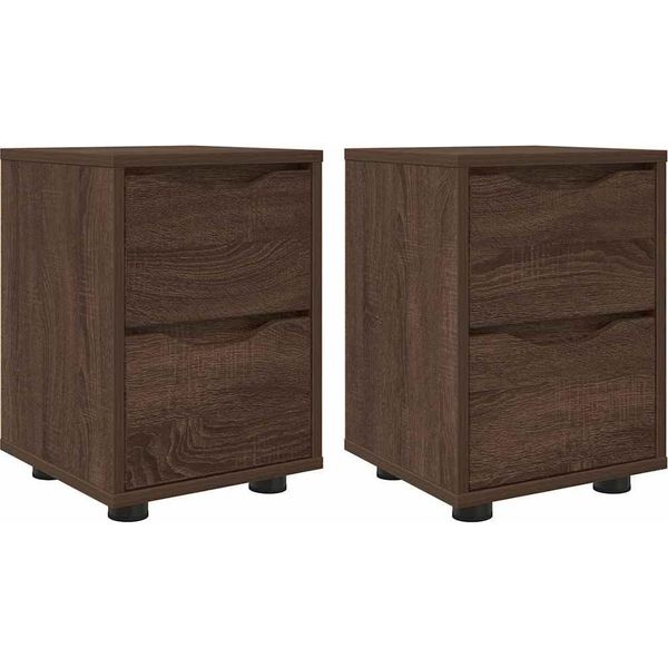 Syfax™ Comodini Con Cassetto 2 Pcs Rovere Marrone 30,5 X 30 X 43 Cm-image