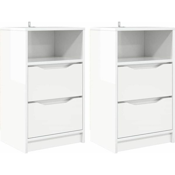 Syfax™ Comodini 2 Pcs Bianco Lucido 40 X 30 X 467 Cm Legno Multistrato-image
