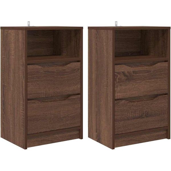 Syfax™ Comodini Con Cassetto 2 Pcs Rovere Marrone 40 X 30 X 467 Cm-image