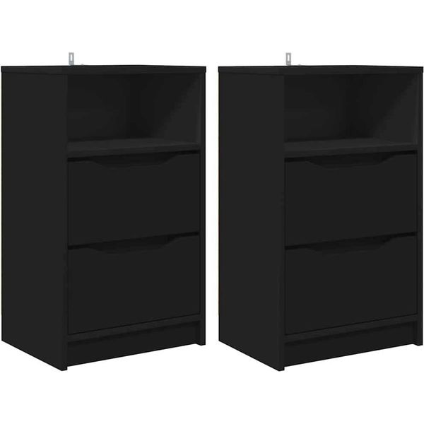 Syfax™ Comodini 2 Pcs Nero 40 X 30 X 467 Cm Legno Multistrato-image