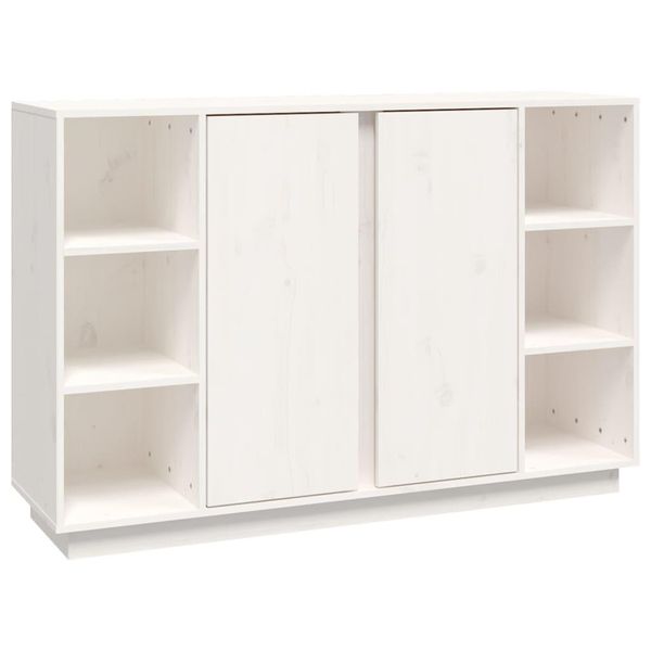 Syfax™ Credenza Bianca 120X35X80 Cm In Legno Massello Di Pino-image