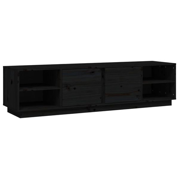 Syfax™ Mobile Porta Tv Nero 156X40X40 Cm In Legno Massello Di Pino-image