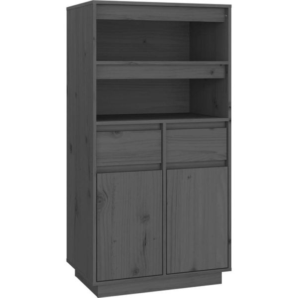 Syfax™ Credenza Grigia 60X40X116,5 Cm In Legno Massello Di Pino-image