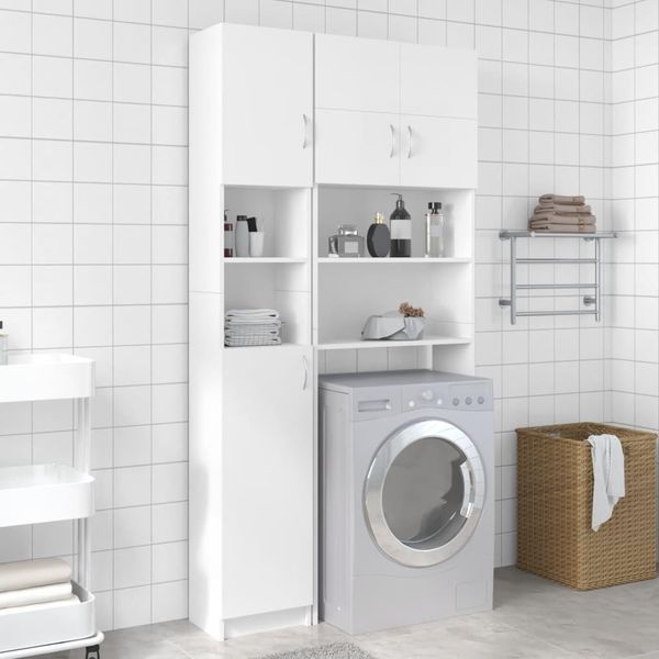 Syfax™ Armadio Da Bagno Bianco 32X25,5X190 Cm In Legno Ingegnerizzato-image