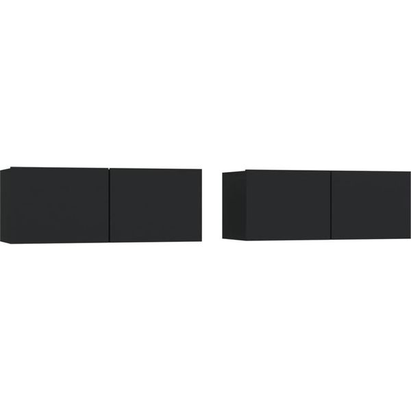Syfax™ Mobili Porta Tv 2 Pz Neri 80X30X30 Cm In Legno Multistrato-image