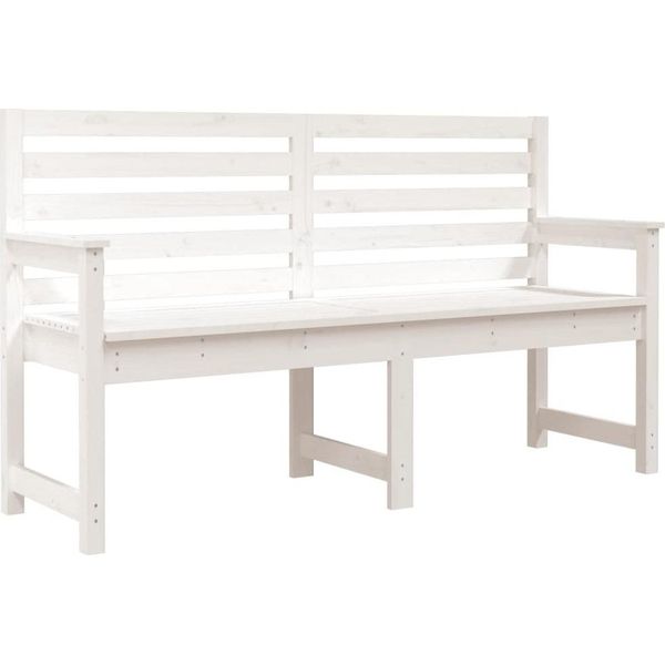 Syfax™ Panca Da Giardino Bianca 159,5X48X91,5Cm Legno Massello Di Pino-image