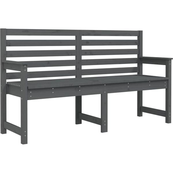 Syfax™ Panca Da Giardino Grigia 159,5X48X91,5Cm Legno Massello Di Pino-image
