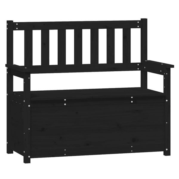 Syfax™ Panca Nera 112,5X51,5X96,5 Cm In Legno Massello Di Pino-image