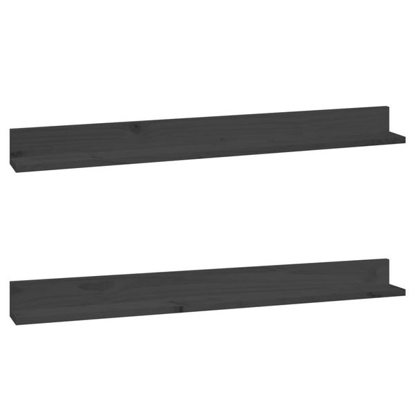 Syfax™ Mensole Da Parete 2 Pz Grigio 110X11X9Cm Legno Massello Di Pino-image
