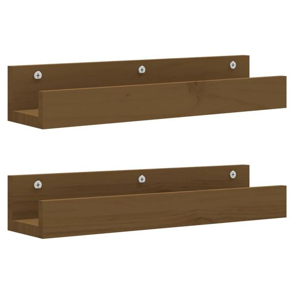 Syfax™ Mensole Da Parete 2 Pz Ambra 50X12X9Cm Legno Massello Di Pino-image