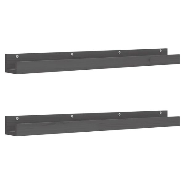 Syfax™ Mensole Da Parete 2 Pz Grigio 110X12X9Cm Legno Massello Di Pino-image