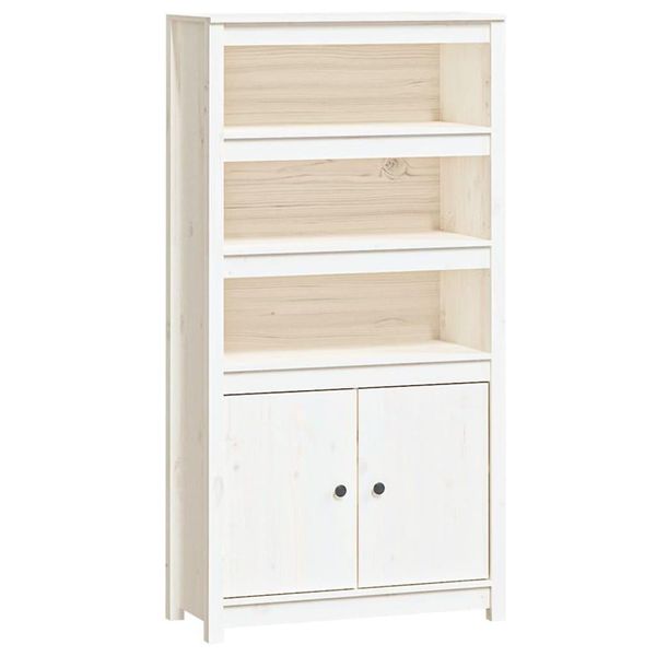 Syfax™ Credenza Bianca 80X35X154 Cm In Legno Massello Di Pino-image