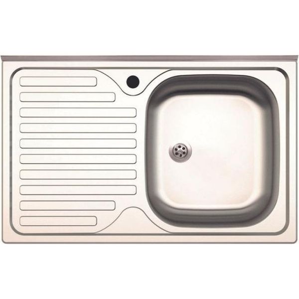 Lavello Appoggio Acciaio Inox 80X50 Cm Una Vasca E Gocciolatoio Sinistro SA216-image