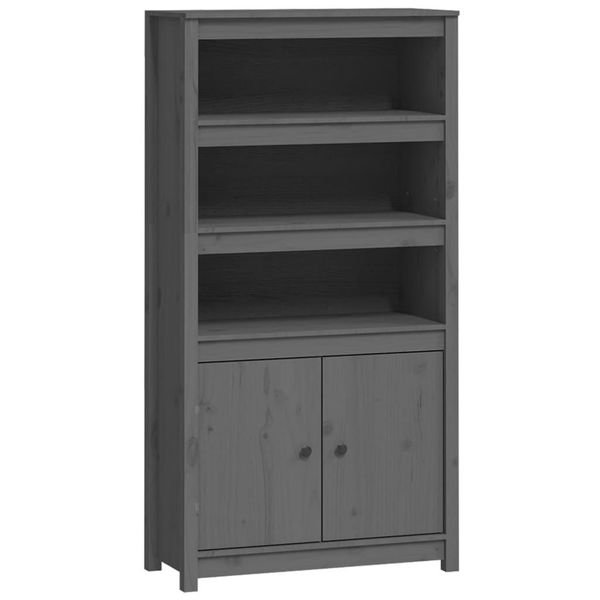 Syfax™ Credenza Grigio 80X35X154 Cm In Legno Massello Di Pino-image